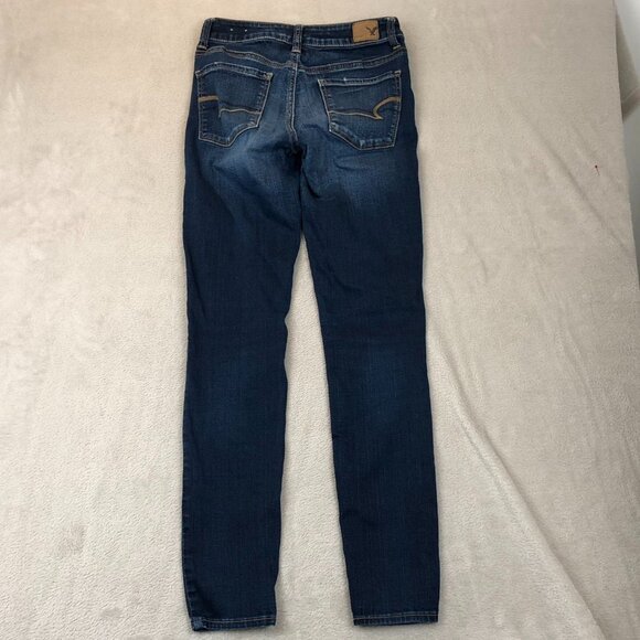 American Eagle Outfitters Womens Jeans 2 High Rise Jeggings Straight Blue Denim - Picture 14 of 14